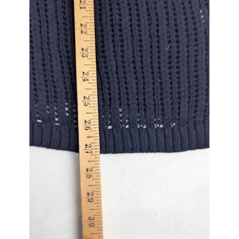 Talbots Plus Womens 3X Navy Blue 100% Cotton Open Knit Ribbed Pullover Sweater - Picture 9 of 12